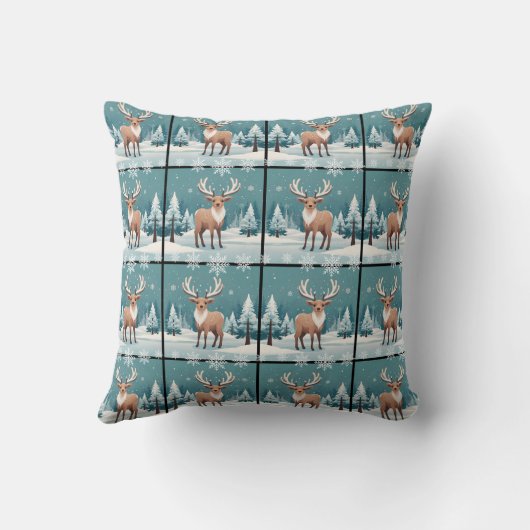 Snow Kawaii Elk Brown Print Kussen (Achterkant)