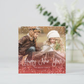 Snow-kerstscript fotoSquare Feestdagenkaart (Staand voorkant)