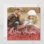 Snow-kerstscript fotoSquare Feestdagenkaart (Voorkant)