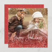 Snow-kerstscript fotoSquare Feestdagenkaart (Voorkant / Achterkant)