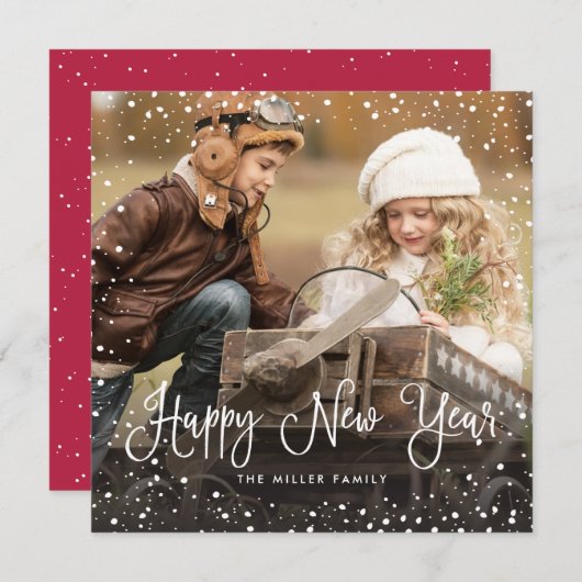 Snow-kerstscript fotoSquare Feestdagenkaart (Voorkant / Achterkant)