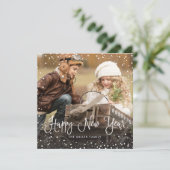 Snow-kerstscript fotoSquare Feestdagenkaart (Staand voorkant)