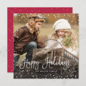 Snow-kerstscript fotoSquare Feestdagenkaart (Voorkant / Achterkant)