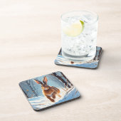 Snow-Kissed Revelry: De Hazenloop Bier Onderzetter (Rechterzijde)