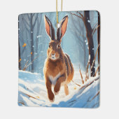 Snow-Kissed Revelry: De Hazenloop Keramisch Ornament (Links)