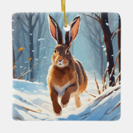 Snow-Kissed Revelry: De Hazenloop Keramisch Ornament
