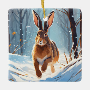 Snow-Kissed Revelry: De Hazenloop Keramisch Ornament