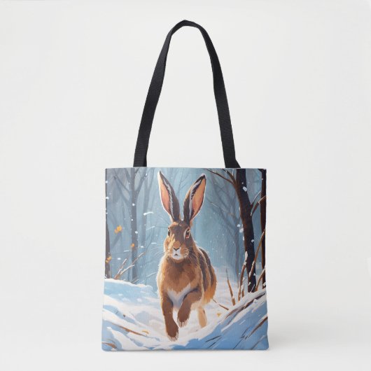 Snow-Kissed Revelry: De Hazenloop Tote Bag (Voorkant)