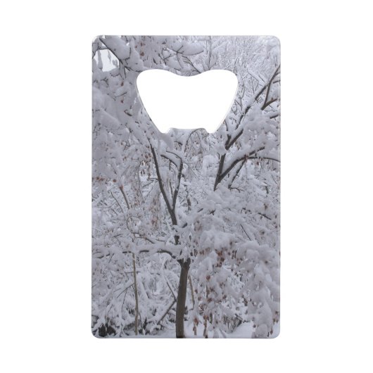 Snow-Laden-bomen Creditkaart Flessenopener (Voorkant)