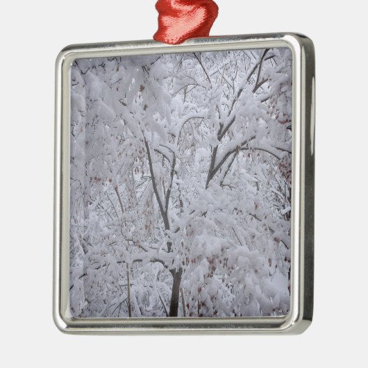 Snow-Laden-bomen Metalen Ornament (Links)