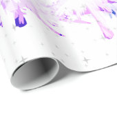 Snow Laden White Blue Paars roze kerstbomen Cadeaupapier (Rol Hoek)