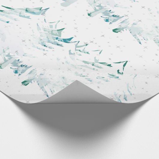 Snow Laden White over groene kerstbomen Cadeaupapier (Hoek)