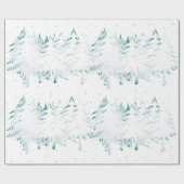 Snow Laden White over groene kerstbomen Cadeaupapier (Vlak)