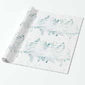 Snow Laden White over groene kerstbomen Cadeaupapier (Uitgerold)