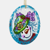 Snow Lady Snowman, ornament met aangepaste naam (Rechts)