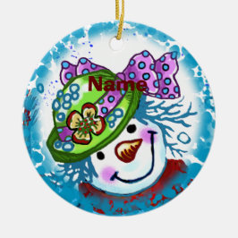 Snow Lady Snowman, ornament met aangepaste naam