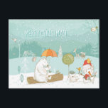 Snow Landscape Scene Bears and Snowman Christmas Briefkaart<br><div class="desc">An enchanting scene of cute animals including bears,  birds,  bunnies,  hedgehog and snowman as the snow falls in the pretty forest landscape. Easily personalised with your own greetings and names. I created the artwork using elements drawn by the fabulous artist Lisa Glanz,  whose work I Absolutely love!</div>
