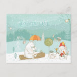Snow Landscape Scene Bears and Snowman Christmas Briefkaart<br><div class="desc">An enchanting scene of cute animals including bears,  birds,  bunnies,  hedgehog and snowman as the snow falls in the pretty forest landscape. Easily personalised with your own greetings and names. I created the artwork using elements drawn by the fabulous artist Lisa Glanz,  whose work I Absolutely love!</div>