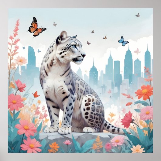 Snow Leopard Animal Natuur City Forest Art Poster (Voorkant)