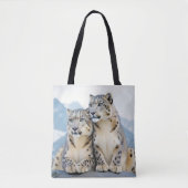 Snow Leopard Animal Natuur Wildlife Affectie Liefd Tote Bag (Voorkant)
