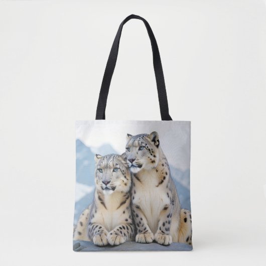Snow Leopard Animal Natuur Wildlife Affectie Liefd Tote Bag (Voorkant)