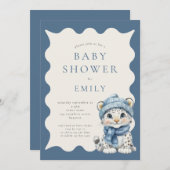 Snow Leopard Arctic Blue Baby shower Kaart (Voorkant / Achterkant)