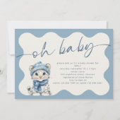 Snow Leopard Arctic Wavy Border Oh Baby shower Kaart (Voorkant)