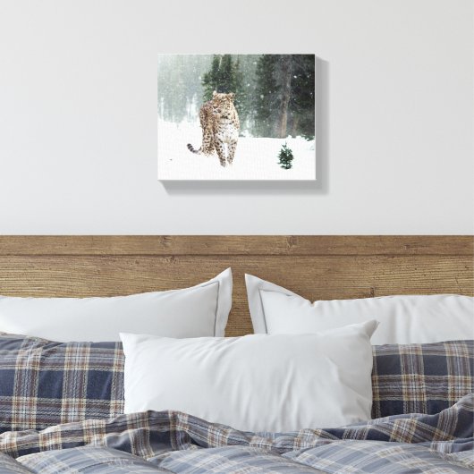 Snow Leopard Canvas Afdruk (Insitu (Slaapkamer))