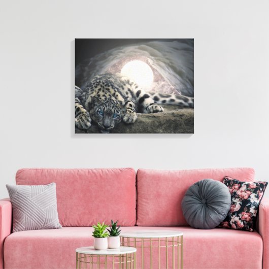 Snow Leopard Canvas Afdruk (Insitu (Woonkamer))