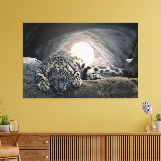 Snow Leopard Canvas Afdruk (Insitu (Woonkamer))