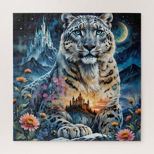 Snow Leopard Castle Moon Jigsaw Puzzel (Verticaal)
