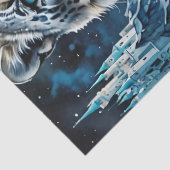 Snow Leopard Castle Moon, Sunrise Dubbele belichti Tissuepapier (Detail)