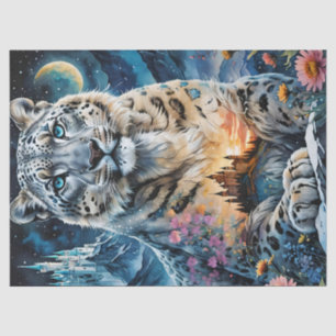 Snow Leopard Castle Moon, Sunrise Dubbele belichti Tissuepapier