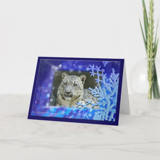 Snow Leopard Christmas Wenskaart Feestdagen Kaart (Voorkant)