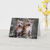 Snow Leopard Cubs Kaart (Gele Bloem)