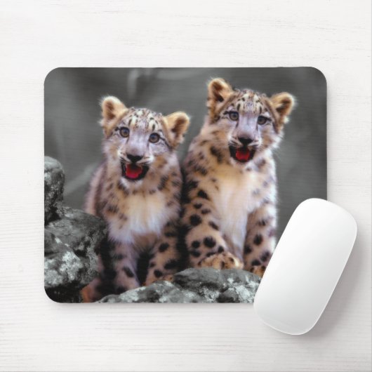 Snow Leopard Cubs Muismat (Met muis)