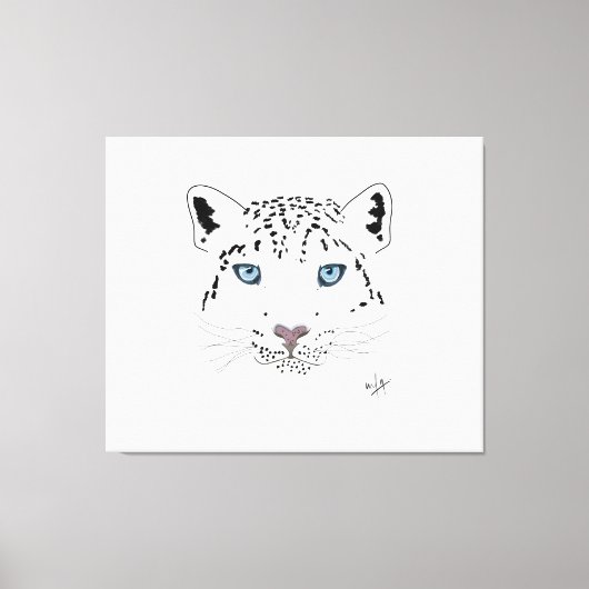 Snow Leopard Drawing "Fierce is Beauful" Canvas Afdruk (Voorkant)