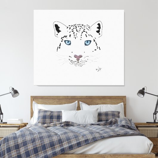 Snow Leopard Drawing "Fierce is Beauful" Canvas Afdruk (Insitu (Slaapkamer))