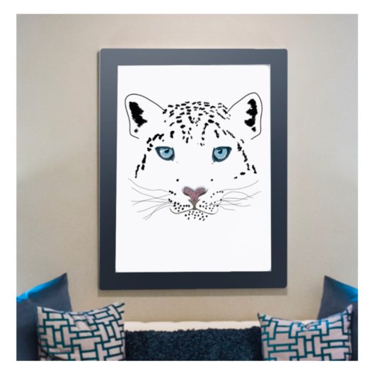 Snow Leopard Drawing "Fierce is Beauful" Canvas Afdruk