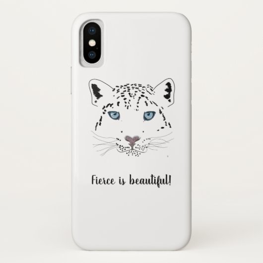 Snow Leopard Drawing "Fierce is Beauful" Case-Mate iPhone Case (Achterkant)