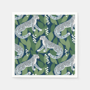 Snow Leopard en Lily van de Vallei Servet