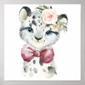 Snow Leopard Floral Baby | Nursery Print (Voorkant)