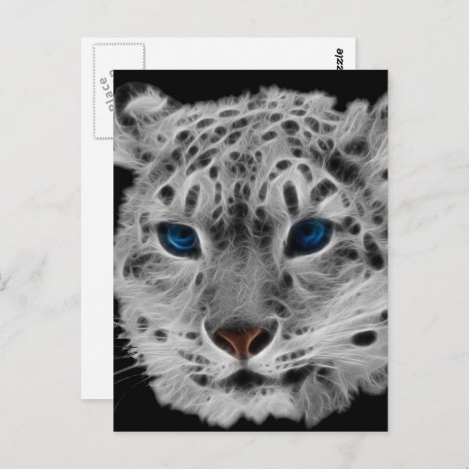 Snow Leopard Fractal Briefkaart (Voorkant / Achterkant)