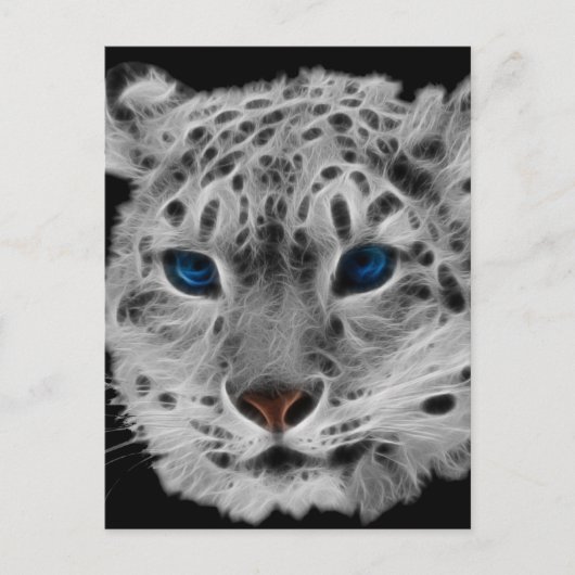 Snow Leopard Fractal Briefkaart (Voorkant)