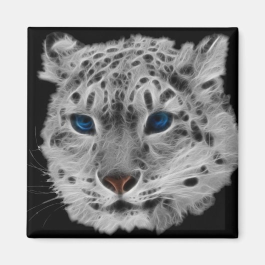 Snow Leopard Fractal Magneet (Voorkant)