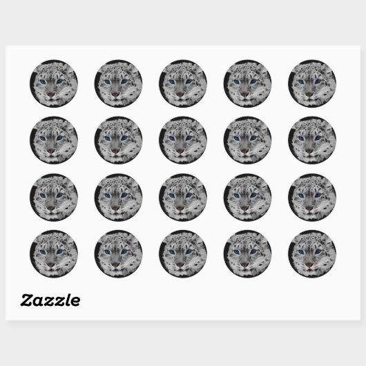 Snow Leopard Fractal Ronde Sticker (Vel)