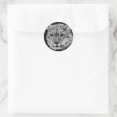 Snow Leopard Fractal Ronde Sticker (Tas)