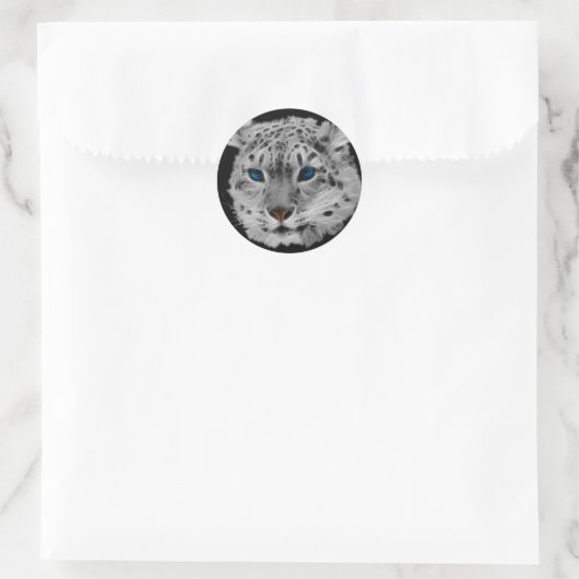 Snow Leopard Fractal Ronde Sticker (Tas)