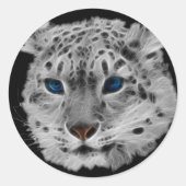 Snow Leopard Fractal Ronde Sticker (Voorkant)