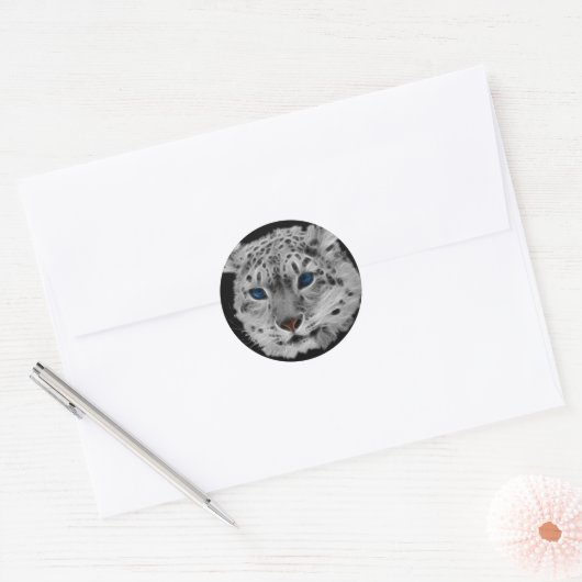 Snow Leopard Fractal Ronde Sticker (Envelop)